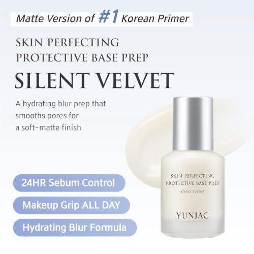 Image of YUNJAC Base Prep Silent Velvet (0.85 fl oz) - Soft Matte Makeup Primer | Lightweight blur primer with Vegan Glue and pore care for a smooth, soft-matte, makeup-grip finish.