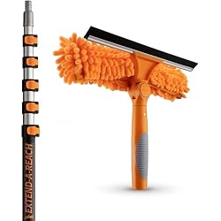 5-24 ft Window Washing Kit with Extension Pole (30+ Foot Reach) | Window Cleaning Tool & Window Washer Squeegee with Telescopic Extension Pole // Best Indoor Outdoor Window Washing Equipment