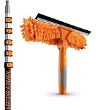 5-24ft Window Washing Kit with Extension Pole (30+ Foot Reach) // Window Cleaning Tool & Window Washer Squeegee with Telescopic Extension Pole // Best Indoor Outdoor Window Washing Equipment