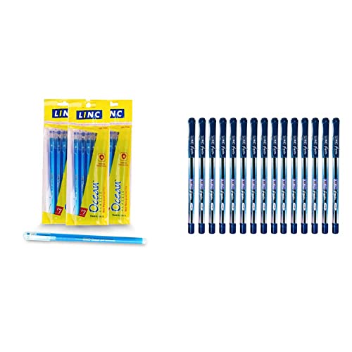 Image of Linc Ocean Classic Gel Pen, Blue, 25 pcs & Linc Glycer (0.6 mm) Ball Pen, Blue, (15pcs)