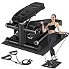 Steppers for Exercise at Home, Adjustable Pedal Height Stair Steppers with Resistance Bands for Home Fitness, Mini Steppers with 330LBS Loading Bearing Exercise Equipment(with Stepper Mat)