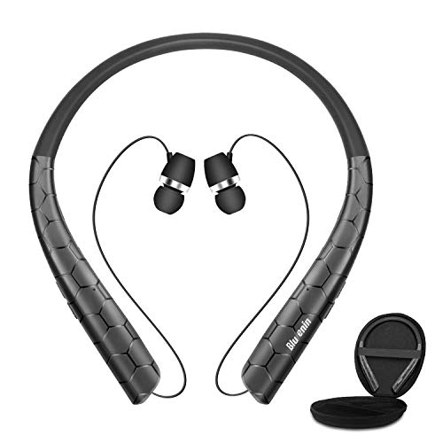 Bluenin Bluetooth Headphones with Carrying Case, Bluetooth 5.0 Wireless Neckband Headset with Retractable