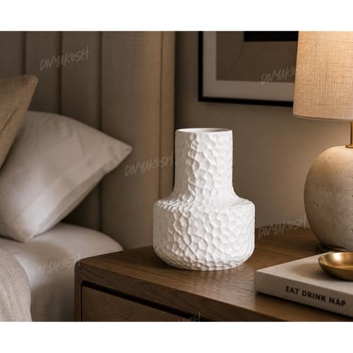 Image of Divyakosh Small White Decorative Plastic Vase for Home Decor, Living Room | Flower Vase for Center Table, Shelf, Bedroom & Office Decoration | Home Decoration Items | Decorative Pots for Flowers |