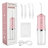Irrigador Oral Elétrico 220ml – Limpeza Profunda com Jato de Água Supersônico, 3 Modos de Uso para Higiene dos Dentes e Gengivas (Rosa)
