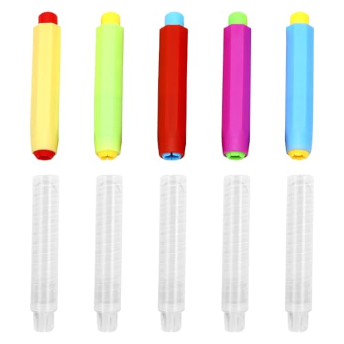 TRKETK 10 Stück Kreidehalter Verstellbarer Kreidehalter Staubfreier Farbiger Kinder Abwaschbare Plastik Blackboard Kreideständer für Schule Büro Studium Handwerk Zeichnen