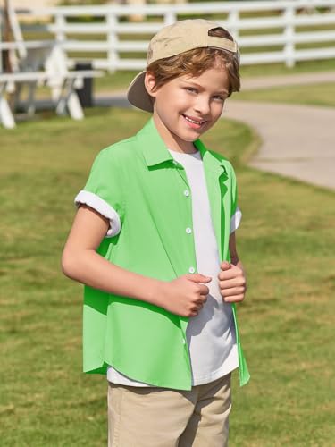 Image of Haloumoning Boys Short Sleeve Dress Shirts Button Down Formal Uniform Shirt