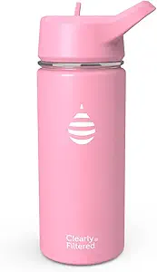 Clearly Filtered Water Bottle | Removes 220+ Contaminants, Double-Wall Insulated Stainless Steel, BPA/BPS Free, Phthalate Free, Filters Flouride Lead Chlorine (16oz, Bubble Gum)
