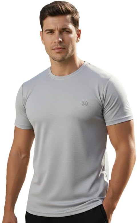 CHKOKKO Gym T Shirts for Men Workout Activewear Solid Quick Dry Sports Tshirt for man Breathable Lightweight Half Sleeve Regular Fit Round Neck Running Boys T Shirt