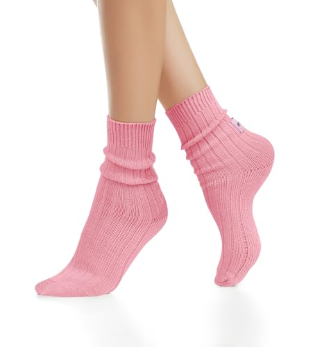 Image of Benefeet Sox Crew Socks for Women Retro Cotton Ribbed Knit Casual Socks Solid Color Athletic Sock