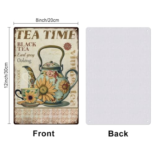 SUPERDANT Tea Time Metal Signs Teapot Teacup Tin Signs Man Cave Metal Sign Kitchen Wall Plaques Vintage Decor for Kitchen Restaurants Pubs Coffee Bar Decoration Housewarming Gifts - Image 2