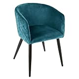 ATMOSPHERA CREATEUR D'INTERIEUR ATM-157153B Atmosphera-Chaise Fauteuil en Velours pétrole Marlo, Polyester, Bleu Canard, cm