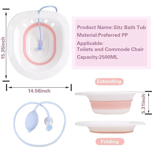 Image of Foldable Sitz Bath Tub for Toilet Seat with Flusher - Postpartum Recovery & Hemorrhoid Relief Basin | Portable Sitz Bath Bowl for Pain Relief, Hygiene & Therapy Use