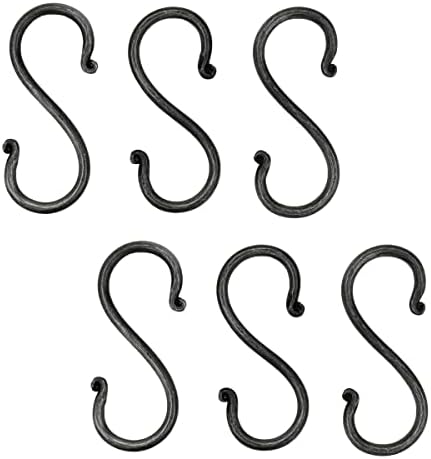 Living Ideas Hand Forged Metal S Hook Set - 6 Pcs Wrought Iron Handmade Black Antique Finish Heavy Duty 3.50 Inches for Hanging Plants, Coffee Mugs, Towels in Kitchen image 5