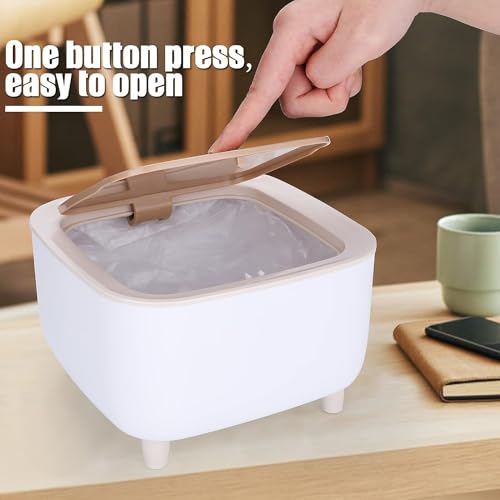 Image of GASTLY Modern Mini Dustbin for Desk with Push Button Lid, Compact Plastic Garbage Bin for Office, Home, Bathroom, Bedroom & Tabletop Use (Pack of 1)