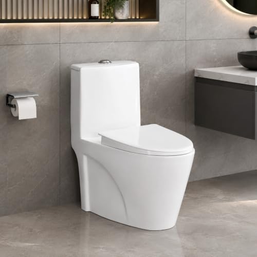 Image of KrissKross Siphonic Flush Western Commode | One Piece Rimless Floor Mounted Toilet with Dual Flush, Soft Close Seat & S-Trap | White Glossy Ceramic WC for Bathroom