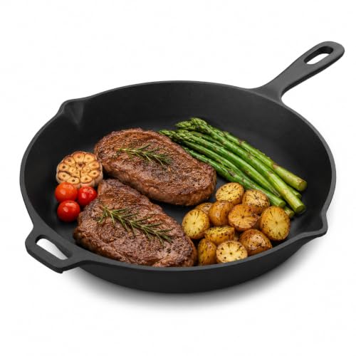 Image of Esspy Pre-Seasoned Cast Iron Frying Pan | 10inch / 1.9L / 4-5 People | Toxin Free | No-Chemical Coating | Skillet for Frying, Searing, Sauteing, Baking, Roasting | Cast Iron Cookware