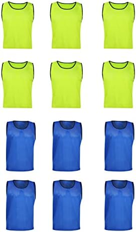 Figure Out Sports Scrimmage Team Practice Nylon Mesh Vests Pinnies Jerseys Youth Soccer, Volleyball, Basketball, Football (12 Jerseys) (Youth)