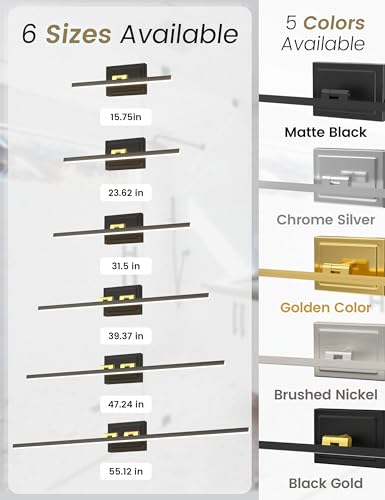 Image of VOLISUN Modern Bathroom Vanity Light 39.4 inch, Rotatable, 24W Dimmable 5CCT Led Bathroom Light Fixture Over Mirror, Black Gold Bar Vanity Light for Bathroom Mirror Cabinets-ETL Certificated