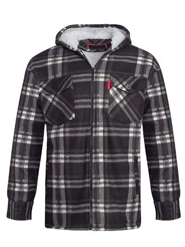 shelikes Mens Womens Shirts Fleece Padded Lumberjacket Sherpa Fur Lined Lumberjack Hooded Quilted Thermal Check Shirt