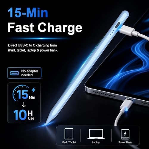 Image of HATOKU Stylus Pen for Apple iPad 2018-2026 for Note-Taking Drawing Blue