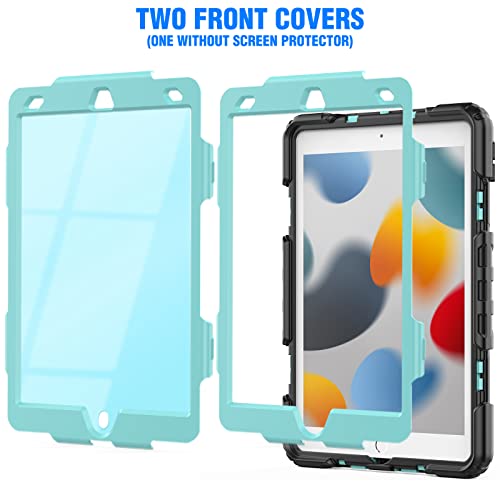 Timecity Ipad 7Th/ 8Th/ 9Th Generation (10.2 Inch) Case 2019 2020 2021 For Lively And Active Users, Protection Case With Screen Protector, Swivel Stand, Hand/Shoulder Strap Pencil Holder - Light Blue #TOP5