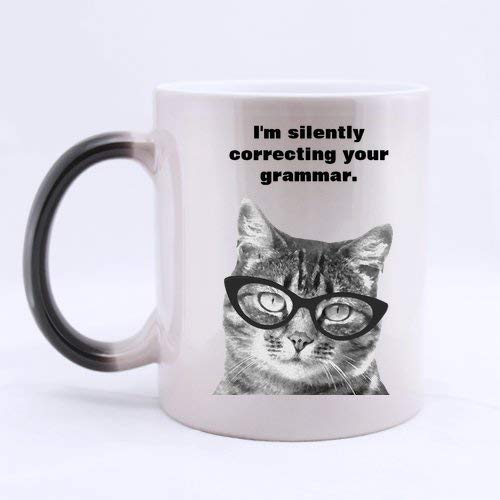 I Am Silently Correcting Your Grammar Coffee Mugs Heat Sensitive Morph Mug Ceramic Material Color Change Morning Mug 11 Ounces
