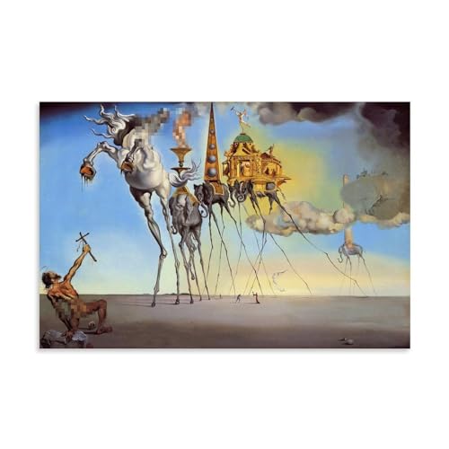 Jkeyfody Salvador Dali Art Posters Surrealism St Anthony Canvas Posters Decorative Room Aesthetic Bedroom Wall Art Poster Office Home Modern Hanging Picture 12x18inch(30x45cm)