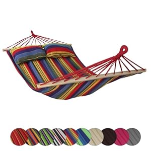 BB Sport Stabhängematte 240 x 150cm Hängematte inkl. 2 Kissen max. 300 kg 2 Personen Doppelhängematte Outdoor, Farbe:Mexico