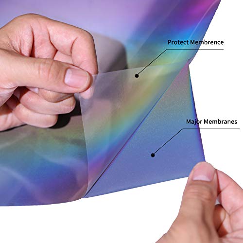 Image of Reflective Heat Transfer Vinyl Reflective Rainbow HTV Vinyl Rolls Pack 12Inch x 5Feet Iron on Vinyl for Cricut, T-Shirts DIY Design, Silhouette Cameo & Heat Press Machine(Reflective Rainbow)