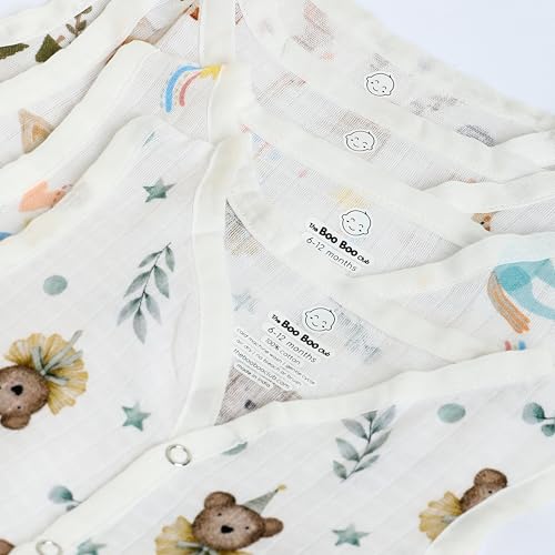 Image of The Boo Boo Club Organic Cotton Baby Jhabla | Pack of 4 Newborn Sleeveless Jabla | Newborn Infant Summer Wear | Soft & Breathable Muslin Fabric | Easy Button Closure Vest