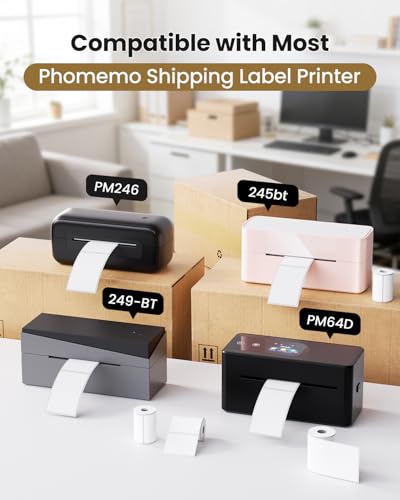 Phomemo [3x230 pcs] Original Labels for M110 M220 M221, 1.57'' x 1.18' (40 x 30mm), Square, White, 230 Labels/Roll, 3 rollls, Multi-Purpose Self-Adhesive Thermal, Also for M120 M20 image 1