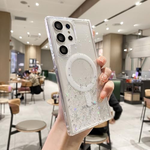 Couverture transparente pailletée pour Samsung S22 S23 S24 Plus protection chic en voyage