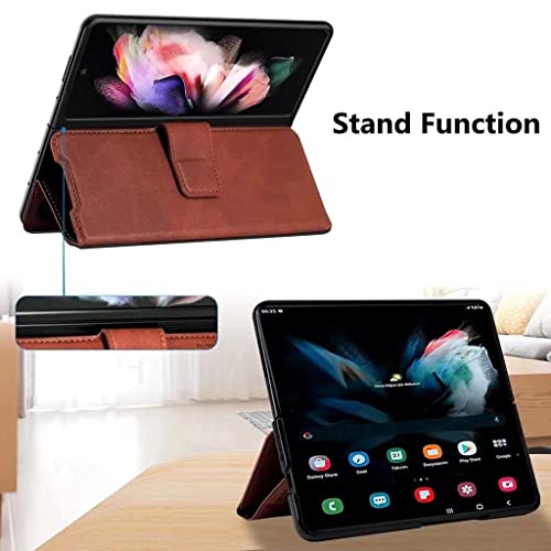 Image of WHITBULL Royal Leather Magnetic Flip case Compatible for Samsung Galaxy Z Fold 7 5G (Brown)