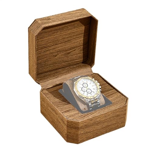 Raypontia Scatola per orologi singola, 12 x 12 x 7,5 cm, ottagonale, piccola scatola per orologi, porta orologi, contenitore singolo, portaorologi in pelle PU, scatola protettiva per orologio