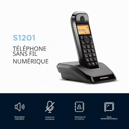Motorola Voice S1202 S12 Series Téléphone numérique sans Fil avec Blocage d'appel et Fonction Ne Pas déranger Haut Parleur Mains Libres répertoire téléphonique jusqu'à 50 Noms et numéros - vue 6