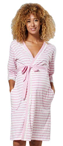         Zeta Ville Mujer Premama Noche Túnica Cintura Atada Bata Bolsillos Laterales 1277       