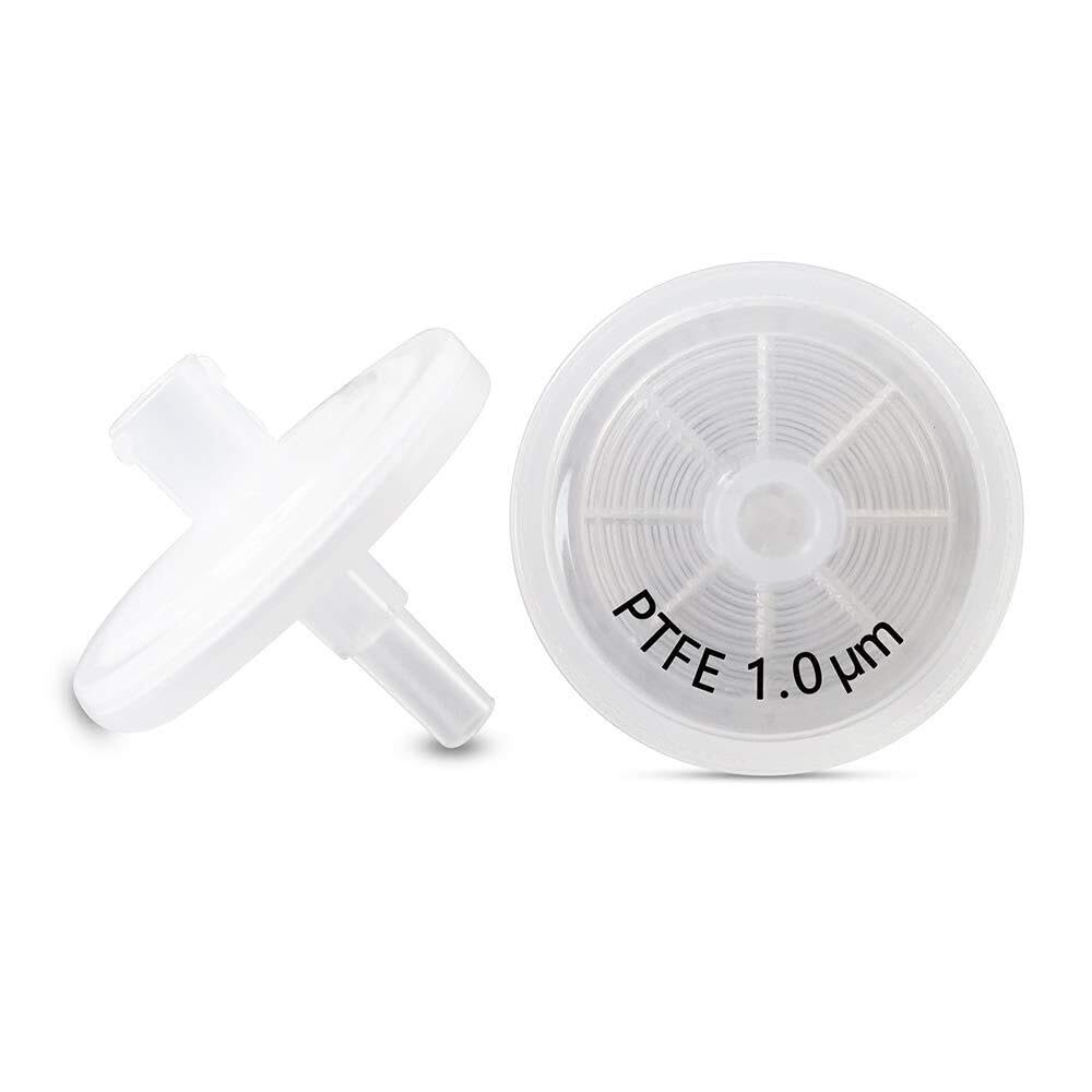 Filtros de jeringa PTFE - Hidrófobos, Diámetro 25mm, Tamaño de poro 1,0μm o 5,0μm, Paquete de 100 para filtración de laboratorio(PTFE-25mm-1.0μm)