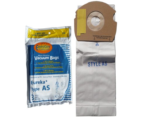 3 Eureka Upright AirSpeed (AS) Vacuum Cleaner Allergy Bags, 68155-6, 68155, 66655, 67726, Filtrete - 21-2440-06, 84404, Airspeed Pet Bagged, Air Speed Upright