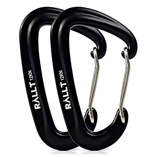Rallt 12kN Aluminum Locking Carabiners - Heavy Duty, 2,697-pound Rating for Hammocks, Camping, Hiking & Utility (2-Pack)