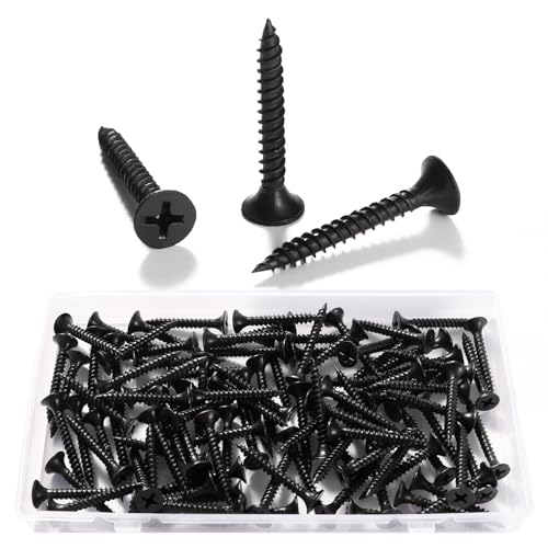 VooGenzek 100 PCS M3.5 * 30 mm Coarse Thread Point Drywall Screws, Phillips Countersunk, Plasterboard Wood Screw