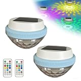 Solar Floating Pool Lights, Auto On/Off RGB & Warm Light LED with Remote Control, Waterproof Floating Pond Lights for Ground Inground Pool, Garden Fountain, Patio Decor (2pcs)