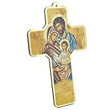 PALAIS DU ROSAIRE Palacio del Rosario Cruz de la Sagrada Familia de estilo bizantino con dorado de 18 x 13 cm – Cruz religiosa – Culto cristiano de madera
