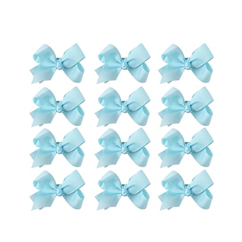 Small Solid Bow for Girls - Set of 12 (Light Blue)