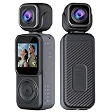 OBEST Cámara de acción Dual 4K de Bolsillo con Gran Angular de 130°, Lentes giratorias de 180°, cámara Corporal...