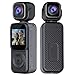 OBEST Cámara de acción Dual 4K de Bolsillo con Gran Angular de 130°, Lentes giratorias de 180°, cámara Corporal portátil para Deportes, Viajes, policía y grabaciones cotidianas