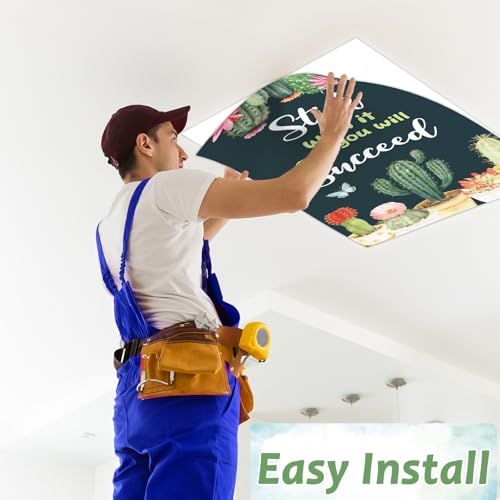 8 Pcs Fluorescent Light Covers with 80 Magnets Decorative for Classroom Ceiling Lights 4 x 2 Feet Magnetic Light Cover Filter Easy Install for Office Hospitals Drop Home Ceiling Supplies (Succulent) by Wiooffen - Used condition - Image 6