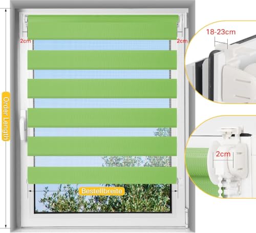 BelleMax Doppelrollo Klemmfix ohne Bohren & mit Bohren, Grün B75 x H140 cm (Stoffbreite 75cm), Duo Rollo… – Ansicht 3