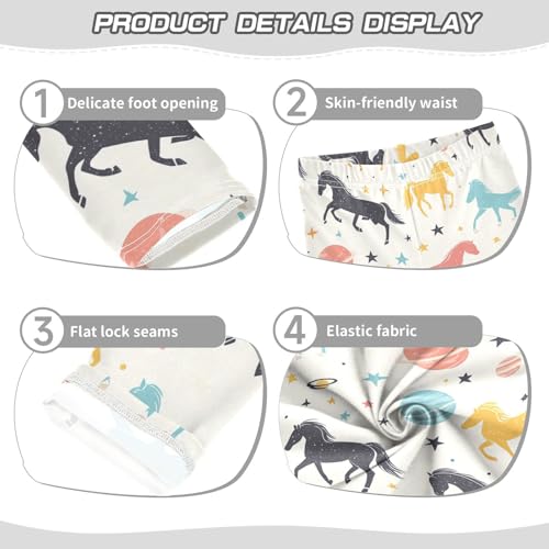 Horses and Space Girls Leggings,Workout Leggings for Girls Toddler Athletic Legging Size for 3-10T3