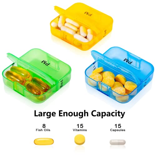 Daviky Weekly Pill Organizer 2 Times A Day, Am Pm Pill Organizer 7 Day, Large Travel Vitamin Pill Box Twice A Day, Daily Supplement Organizer Pill Container Dispenser Big Medication Case #TOP1