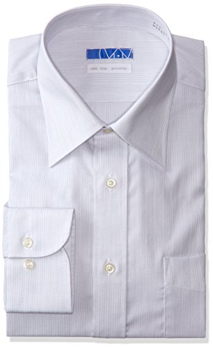 [スマートビズ] ノーアイロン 長袖ワイシャツ 洗って干してそのまま着る 綿100% の優しい着心地 シンプルがかっこいい シーンを選ばないデザイン 超形態安定 EATO22 メンズ 38 セミワイド グレー(平織り) 首回り37cm裄丈80cm SLIM